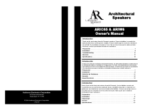 Acoustic Research ARI-W6 - Owners Manual